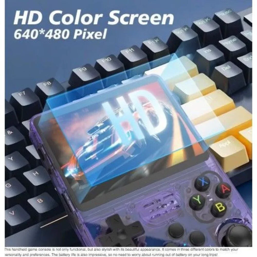 R36S Handheld Game Console 3.5 Inch Color Screen Retro 21,000 Plus Games Purple